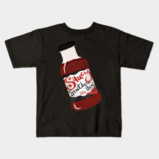 Saucy Southern Boy on yellow Kids T-Shirt by ktomotiondesign